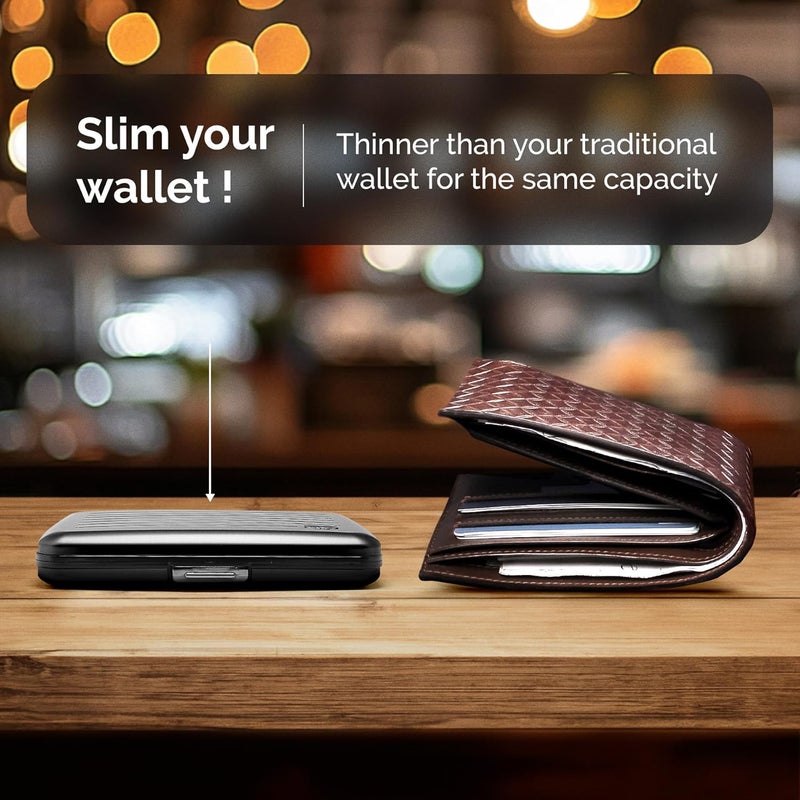 ÖGON -DESIGNS- Aluminum wallet, Large capacity with metal lock, RFID Protection against fraud and demagnetization, model Smart Case OSLO Large (Engraving Camo) - Image 4